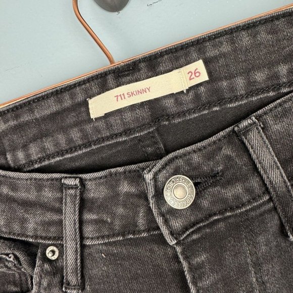Levi's Womens 711 Skinny Black Denim Jeans Stretch Cotton Blend Size 26 - Picture 6 of 7